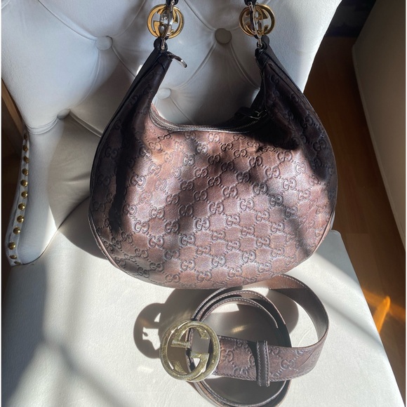 Gucci GG emblem hobo shoulder bag and matching belt - Picture 4 of 16